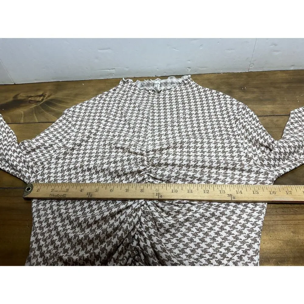 Free People Little Crush Top Long-Sleeve Mock Neck Knit Top Beige Size Large